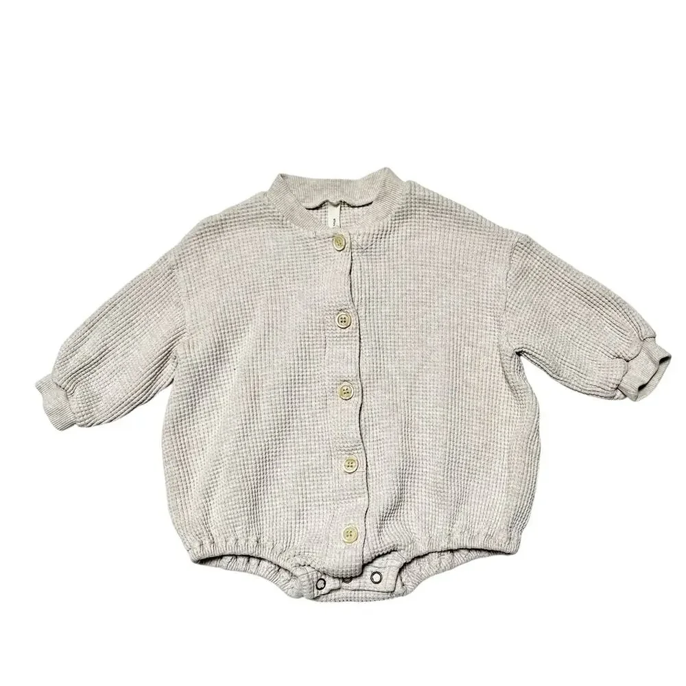 La Camel Waffle Bubble Romper 6m
